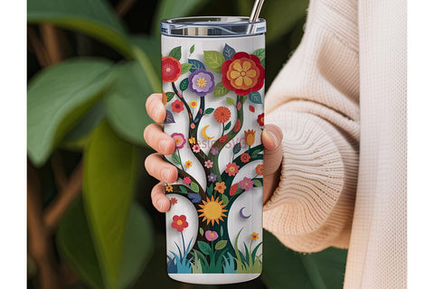 Floral Tree of Life 20oz Tumbler Wrap Sublimation DesignSVG 