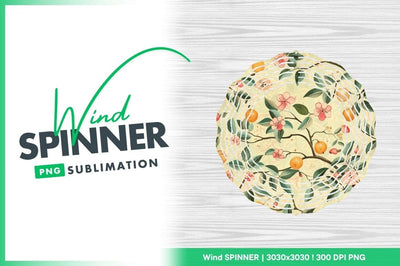 Floral Tree Pattern with Oranges Pink Flowers and Bird Illustration Sublimation Regulrcrative 