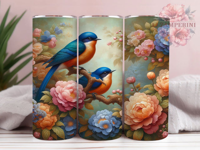 Floral Tree Robin Bird Tumbler, Floral Tree Tumbler, Birds on Tree Wrap, Spring Robin Wrap, Artistic Bird Wrap, Sublimation Design, Trendy Gift Idea Sublimation Li Zamperini 