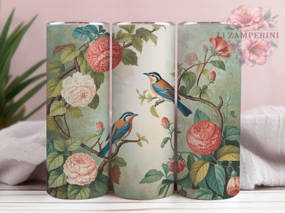 Floral Tree Robin Bird Tumbler, Floral Tree Tumbler, Birds on Tree Wrap, Spring Robin Wrap, Artistic Bird Wrap, Sublimation Design, Trendy Gift Idea Sublimation Li Zamperini 