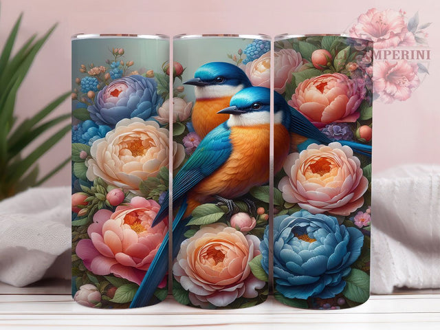 Floral Tree Robin Bird Tumbler, Floral Tree Tumbler, Birds on Tree Wrap, Spring Robin Wrap, Artistic Bird Wrap, Sublimation Design, Trendy Gift Idea Sublimation Li Zamperini 