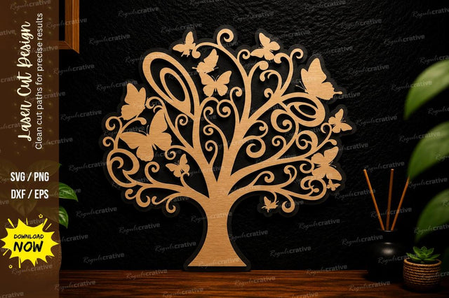 Floral Tree Wall Art Laser Cut Svg Design SVG Regulrcrative 