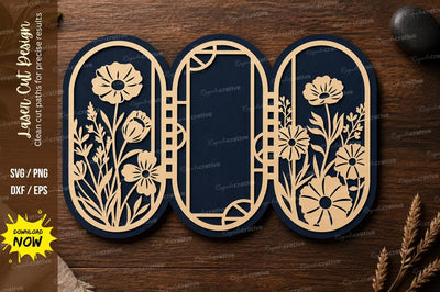 Floral Triple Panel Screen Laser Cut SVG File SVG Regulrcrative 