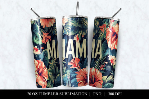 Floral Tumbler Design, 20 oz Mama Sublimation PNG Sublimation BijouBay 