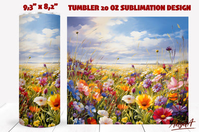 Floral tumbler sublimation wrap / colorful wild flowers Sublimation Angelina Semenova 