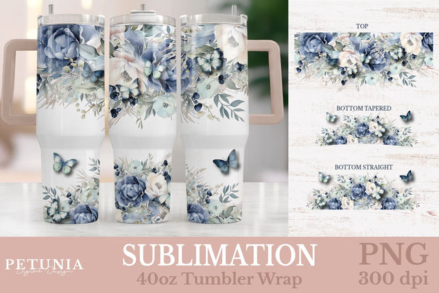 Floral Tumbler Wrap | 40Oz Sublimation Tumbler Wrap Sublimation Petunia Digital Design 