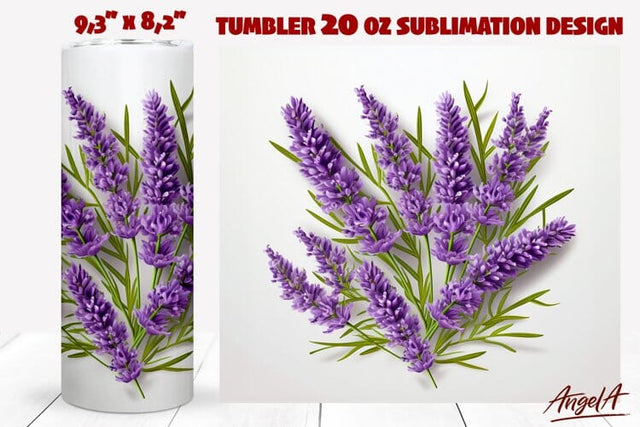 Floral tumbler wrap / close-up lavender flower tumbler Sublimation Angelina Semenova 