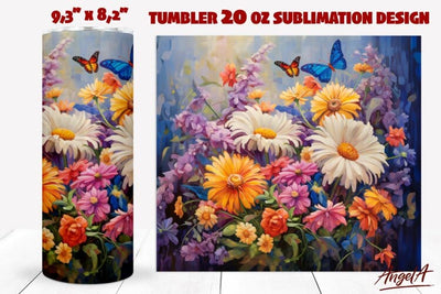 Floral tumbler wrap / daisy tumbler / bouquet of wildflowers Sublimation Angelina Semenova 