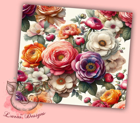 Floral Tumbler Wrap, Embroidery Design, 20oz Drinkware, Floral Sublimation, Custom Tumbler, Flower Mug, Botanical Tumbler Sublimation Lara' s Designs 