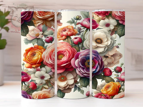 Floral Tumbler Wrap, Embroidery Design, 20oz Drinkware, Floral Sublimation, Custom Tumbler, Flower Mug, Botanical Tumbler Sublimation Lara' s Designs 