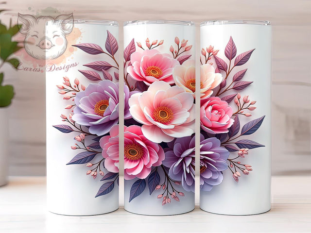 Floral Tumbler Wrap, Embroidery Design, 20oz Drinkware, Floral Sublimation, Custom Tumbler, Flower Mug, Botanical Tumbler Sublimation Lara' s Designs 