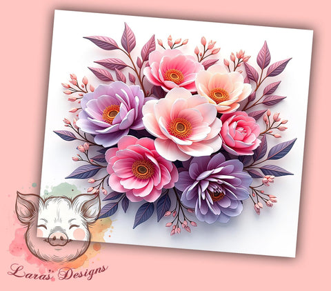 Floral Tumbler Wrap, Embroidery Design, 20oz Drinkware, Floral Sublimation, Custom Tumbler, Flower Mug, Botanical Tumbler Sublimation Lara' s Designs 