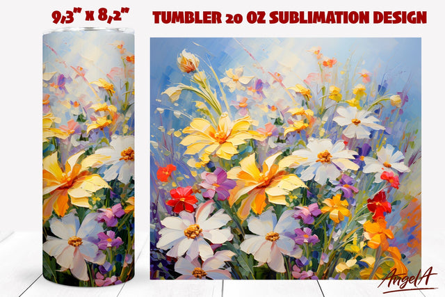 Floral tumbler wrap / flower tumbler, bouquet of flowers Sublimation Angelina Semenova 
