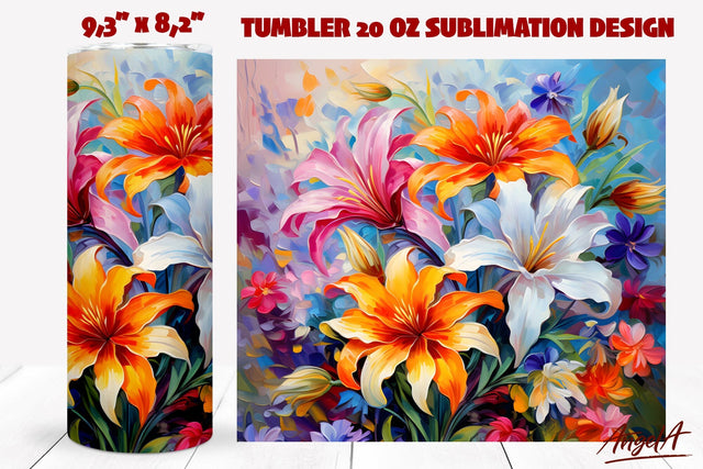 Floral tumbler wrap / flower tumbler, bouquet of flowers Sublimation Angelina Semenova 