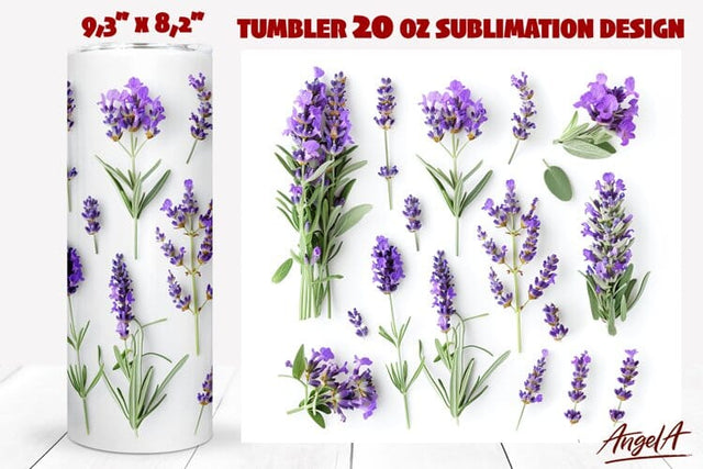 Floral tumbler wrap / flower tumbler wrap / lavender flower Sublimation Angelina Semenova 