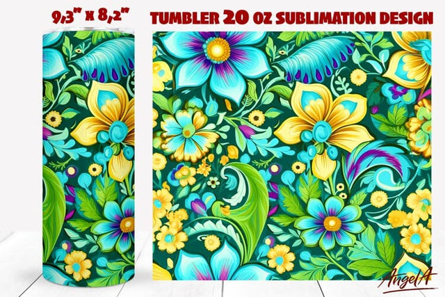 Floral tumbler wrap / flower tumbler wrap / paisley pattern Sublimation Angelina Semenova 