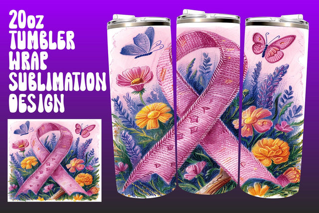 Floral Tumbler Wrap for Cancer Sublimation afrosvg 