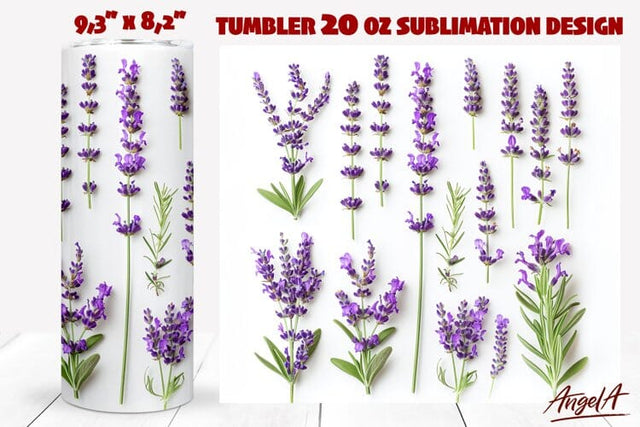 Floral tumbler wrap / lavender flower png / 3d flowers PNG Sublimation Angelina Semenova 