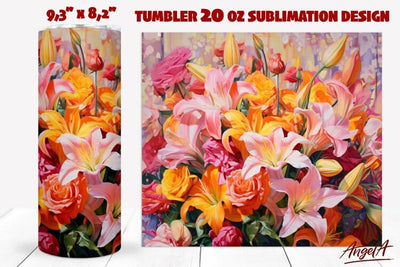 Floral tumbler wrap / oil paint texture, bouquet of flowers Embroidery/Applique DESIGNS Angelina Semenova 