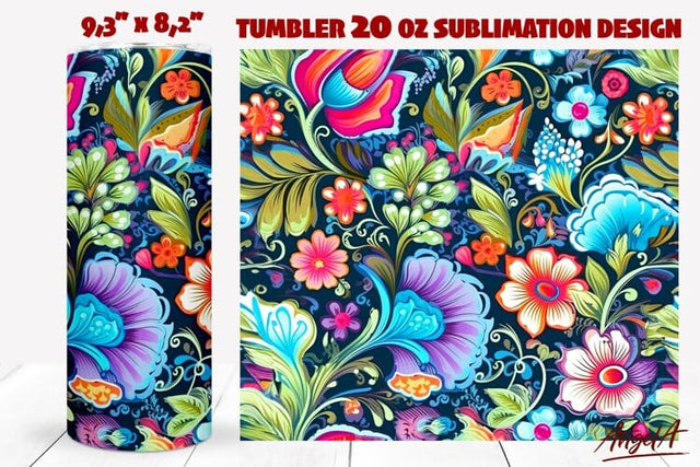 Floral tumbler wrap / paisley pattern / flower tumbler Sublimation Angelina Semenova 