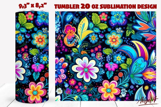 Floral tumbler wrap / paisley pattern / flower tumbler wrap Sublimation Angelina Semenova 