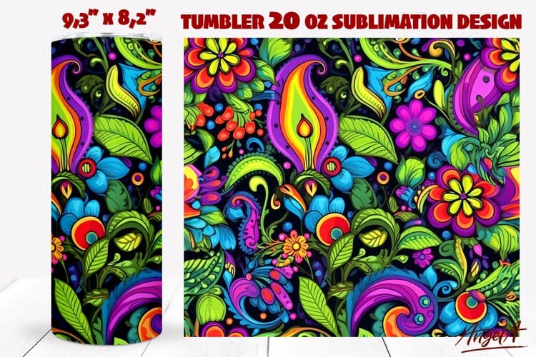Floral tumbler wrap / paisley pattern / flower tumbler wrap Sublimation Angelina Semenova 