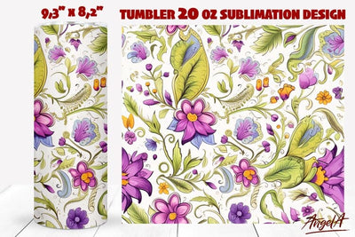Floral tumbler wrap / paisley pattern / flower tumbler wrap Sublimation Angelina Semenova 