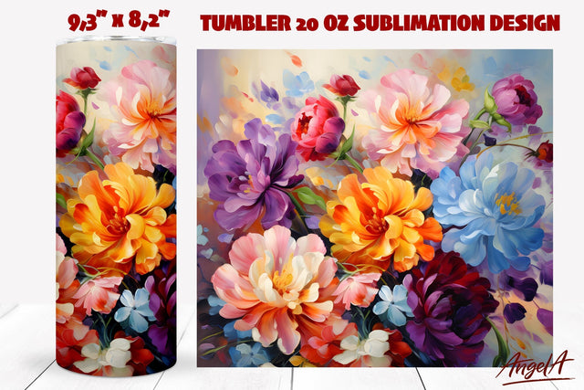 Floral tumbler wrap / Peonies tumbler, bouquet of flowers Sublimation Angelina Semenova 