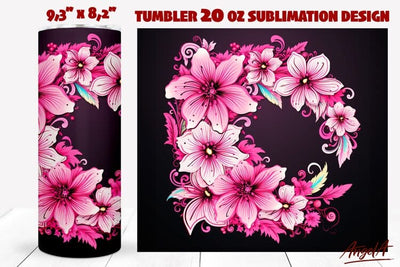 Floral tumbler wrap / pink flowers tumbler / girl tumbler Sublimation Angelina Semenova 