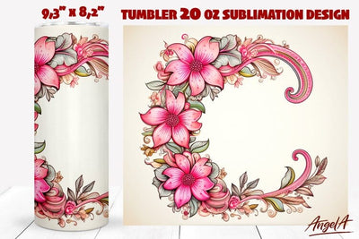 Floral tumbler wrap / pink flowers tumbler / retro tumbler Sublimation Angelina Semenova 