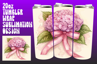 Floral Tumbler Wrap Pink Ribbon Cancer Sublimation afrosvg 