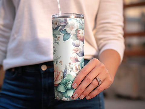 Floral Tumbler Wrap PNG, Colorful Flower Tumbler Design, Custom Tumbler Template Sublimation Luvleigh Digitals 