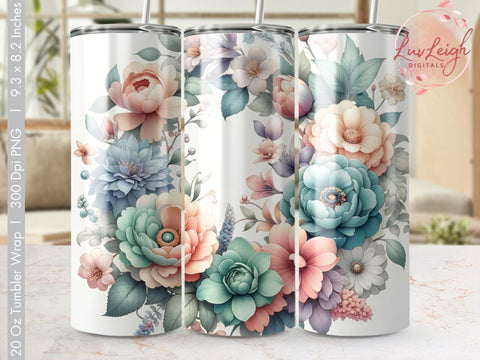 Floral Tumbler Wrap PNG, Colorful Flower Tumbler Design, Custom Tumbler Template Sublimation Luvleigh Digitals 