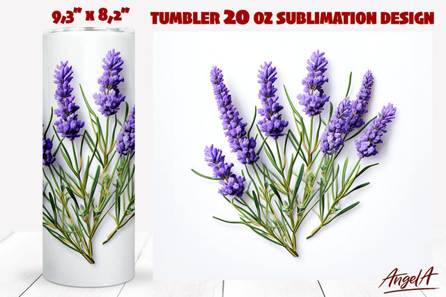 Floral tumbler wrap / purple lavender 3d flower tumbler Sublimation Angelina Semenova 