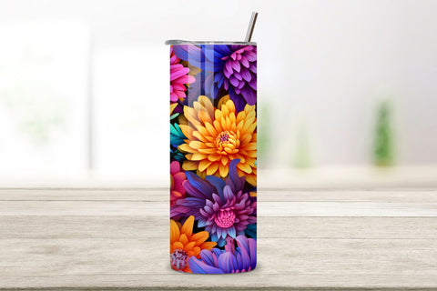 Floral Tumbler Wrap, Seamless 3D PNG, Seamless 3D Floral Tumbler PNG Wrap Sublimation FloridPrintables 
