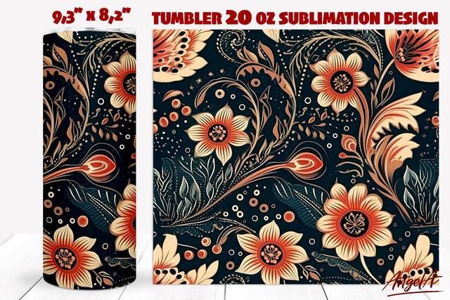 Floral tumbler wrap sublimation / batik flower pattern Sublimation Angelina Semenova 