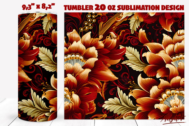 Floral tumbler wrap sublimation / batik flower pattern Sublimation Angelina Semenova 