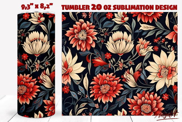 Floral tumbler wrap sublimation / batik flower pattern Sublimation Angelina Semenova 