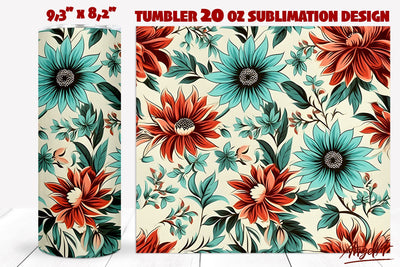 Floral tumbler wrap sublimation / batik flower pattern Sublimation Angelina Semenova 