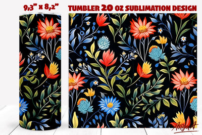 Floral tumbler wrap sublimation / batik flower pattern Sublimation Angelina Semenova 