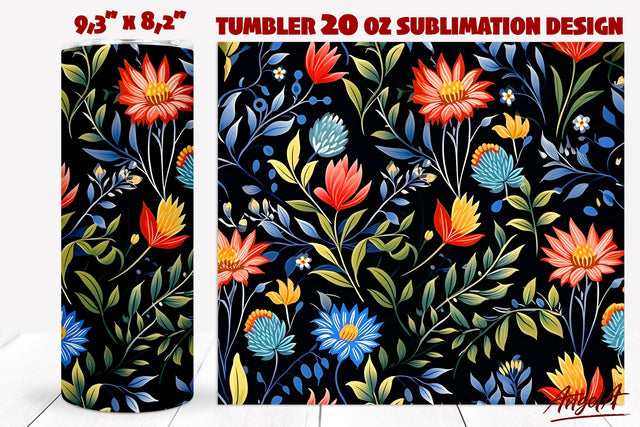 Floral tumbler wrap sublimation / batik flower pattern Sublimation Angelina Semenova 