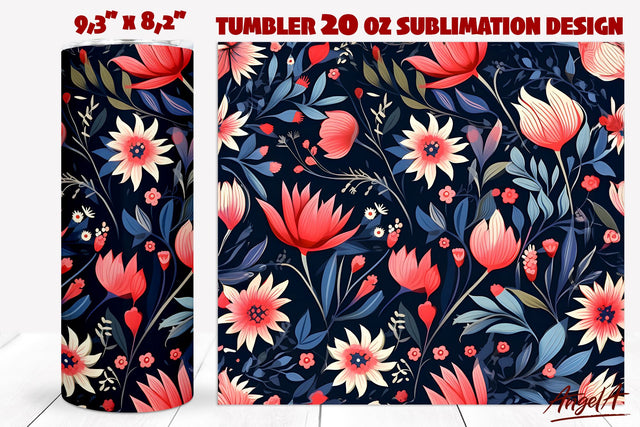 Floral tumbler wrap sublimation / batik flower pattern Sublimation Angelina Semenova 