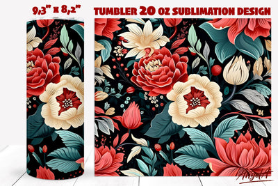 Floral tumbler wrap sublimation / batik flower pattern Sublimation Angelina Semenova 
