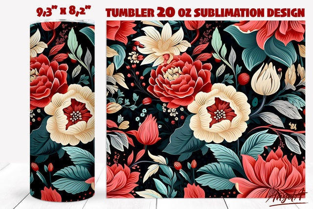 Floral tumbler wrap sublimation / batik flower pattern Sublimation Angelina Semenova 