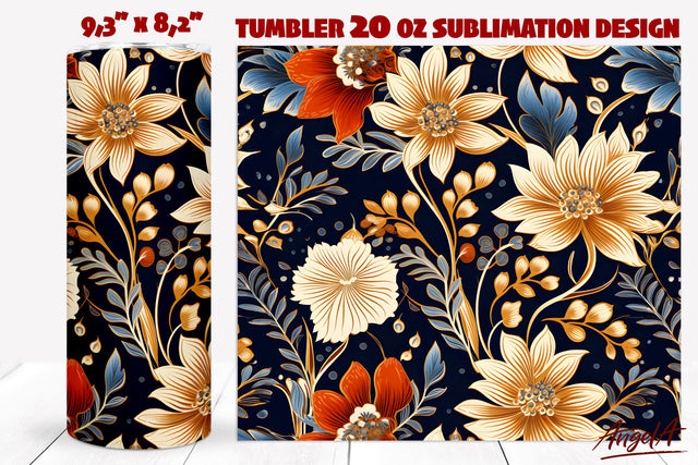 Floral tumbler wrap sublimation / batik flower pattern Sublimation Angelina Semenova 