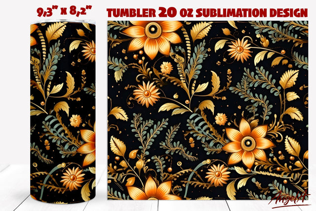 Floral tumbler wrap sublimation / batik flower pattern Sublimation Angelina Semenova 