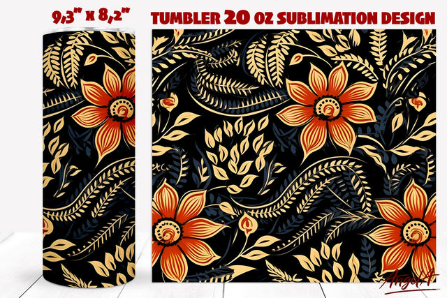 Floral tumbler wrap sublimation / batik flower pattern Sublimation Angelina Semenova 
