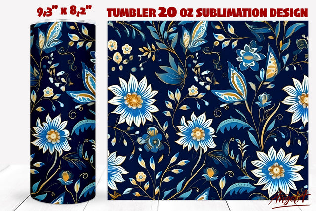 Floral tumbler wrap sublimation / batik flower pattern Sublimation Angelina Semenova 