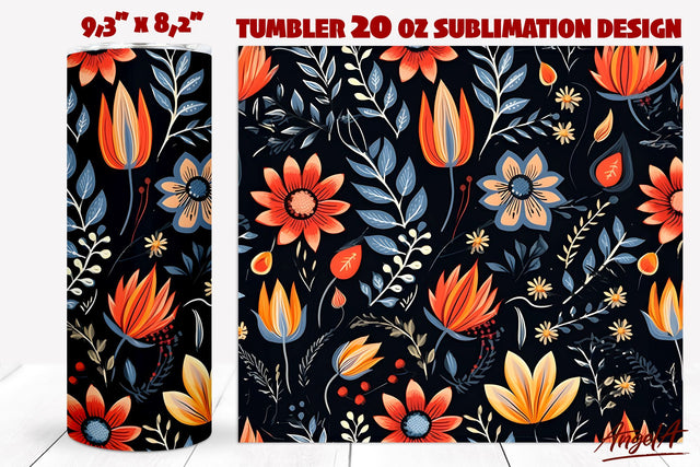 Floral tumbler wrap sublimation / batik flower pattern Sublimation Angelina Semenova 