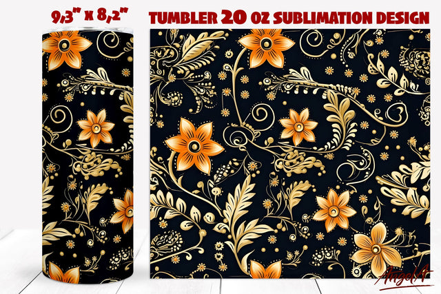 Floral tumbler wrap sublimation / batik flower pattern Sublimation Angelina Semenova 